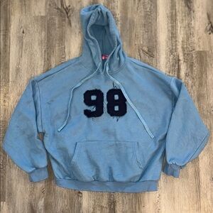 Edikted Blue Oversized Fleece Hoodie